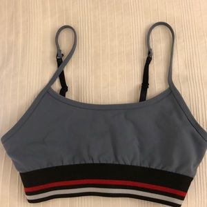 Gray Sports Bra with Elastic Stripe Band